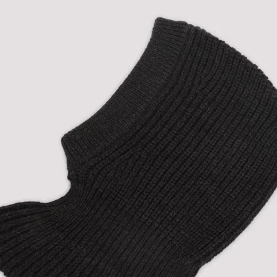 Lemaire Hood Hat Balaclava Design Knitted Ribbed In Black