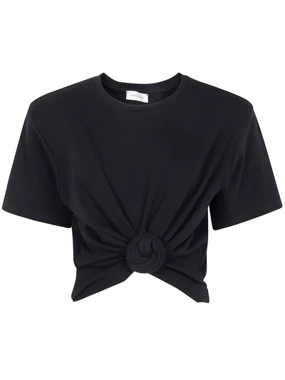 Magda Butrym Twist-front Ribbed Cotton-blend Jersey T-shirt