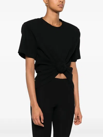 Magda Butrym Twist-front Ribbed Cotton-blend Jersey T-shirt