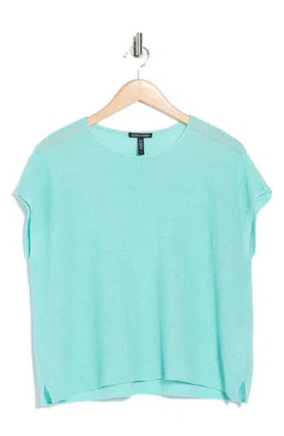 Eileen Fisher Dolman Sleeve Organic Linen Top In Blue