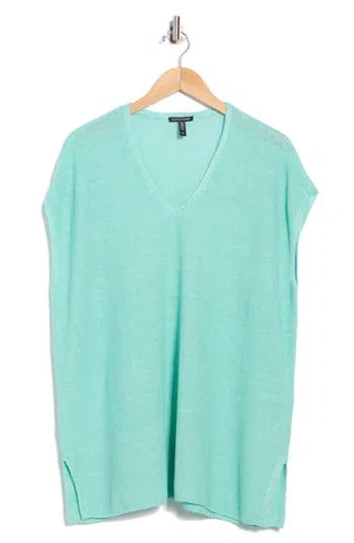 Eileen Fisher Short Sleeve V-neck Organic Linen Sweater