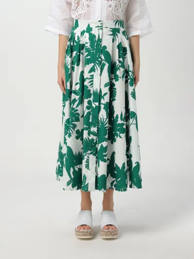 Max Mara Idoneo Allover Floral Printed Midi Skirt In Green