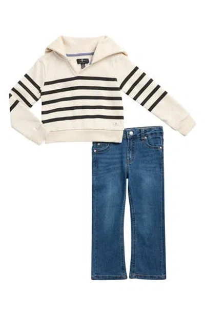 7 For All Mankind Kids' Pullover & Flare Leg Jeans Set In Blue