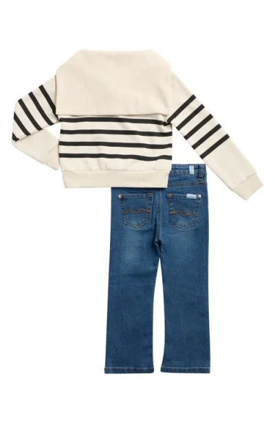 7 For All Mankind Kids' Pullover & Flare Leg Jeans Set In Blue