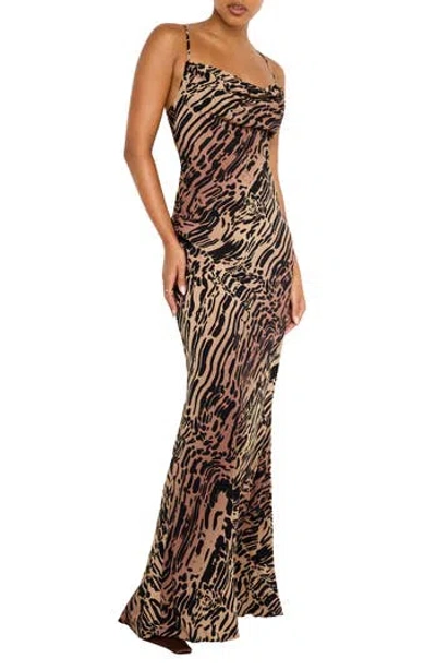 Good American Chiffon Bias Cowl Neck Maxi Dress