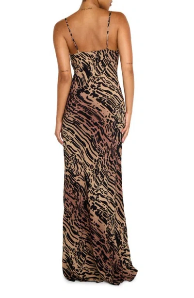 Good American Chiffon Bias Cowl Neck Maxi Dress