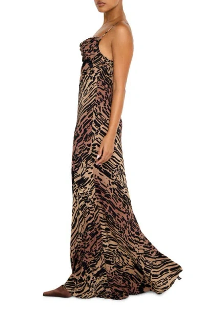 Good American Chiffon Bias Cowl Neck Maxi Dress