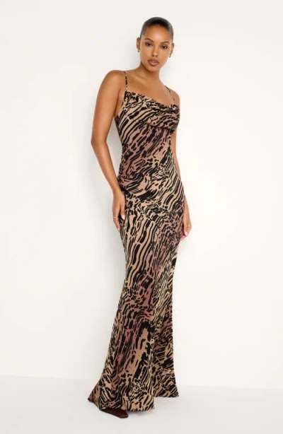 Good American Chiffon Bias Cowl Neck Maxi Dress