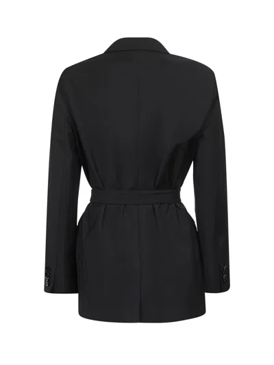 Max Mara Women Black Canvas Talento Belted Blazer In Black