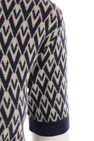 Valentino Garavani Toute La V Jacquard Virgin Wool Sweater In Neutral