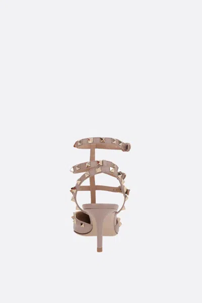Valentino Studded Geometric Toe Leather Stiletto Pumps In Neutral