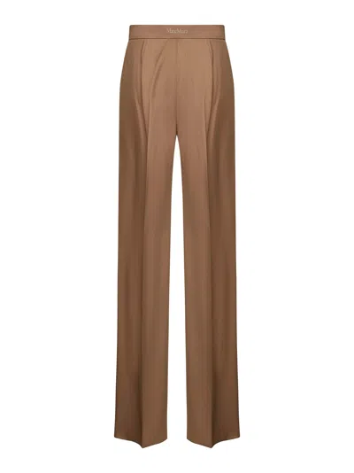 Max Mara Women Brown Light Wool Fernet Straight Trousers<br/>