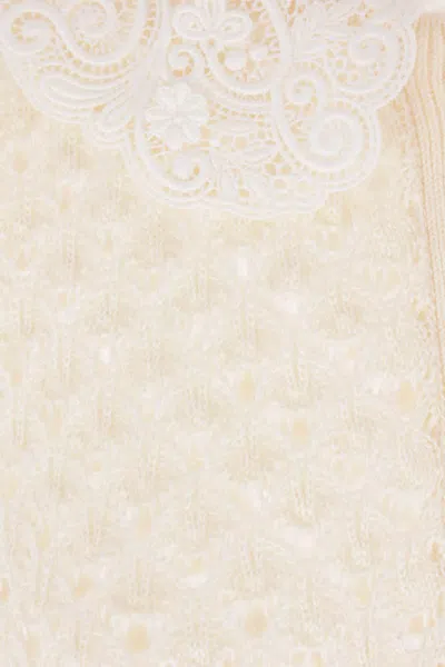 Chloé Women Ivory Knit Polo Shirt With Lace Collar