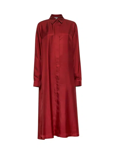 Max Mara Women Red Crusca Silk Shirt Dress In Red