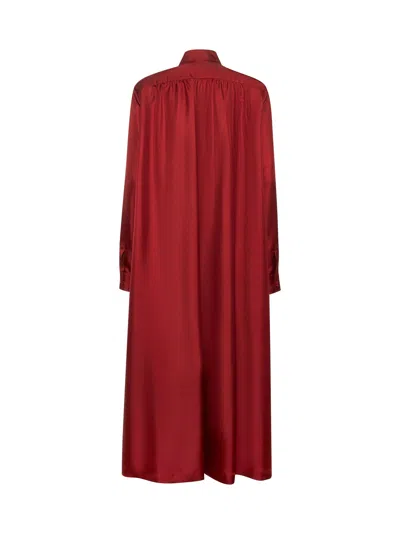 Max Mara Women Red Crusca Silk Shirt Dress In Red
