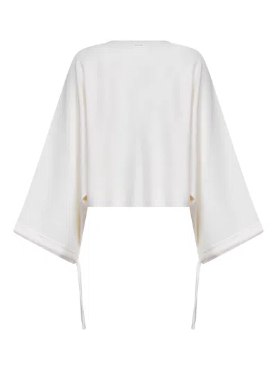 Max Mara Women White Wool Knit Frais Cropped Sweater