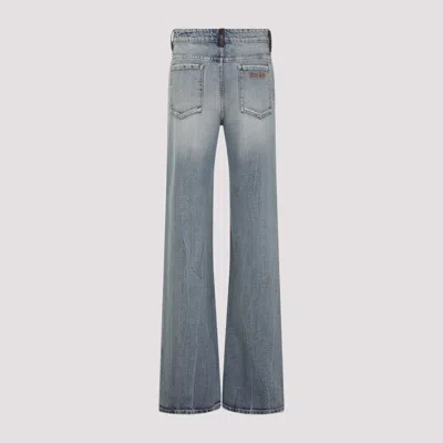 Miu Miu Cotton Denim Jeans Leather Accents