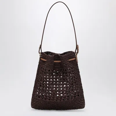 Miu Miu Mini Cocoa-coloured Woven Fabric Bucket Bag Women