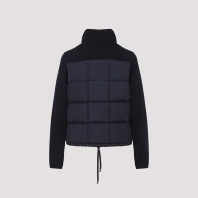 Moncler Navy Blue Padded Wool Zip-up Cardigan
