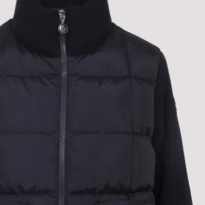 Moncler Navy Blue Padded Wool Zip-up Cardigan