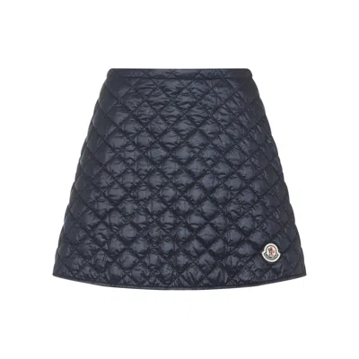 Moncler Navy Blue Diamond-quilted Mini Skirt