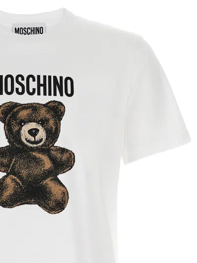 Moschino Logo Printed Cotton Jersey T-shirt In White