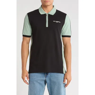 Karl Lagerfeld Paris Colorblock Stretch Cotton Zip Polo