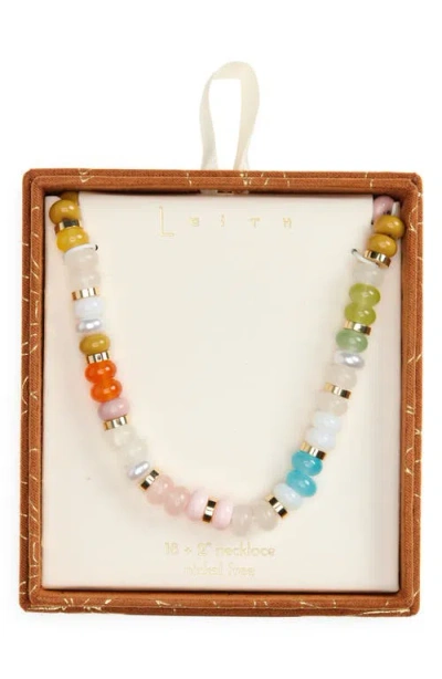 Leith Glass Beaded Necklace In Pattern