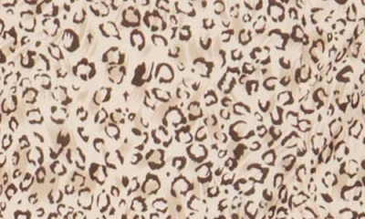 Lush Leopard Print Long Sleeve Shirtdress In Brown