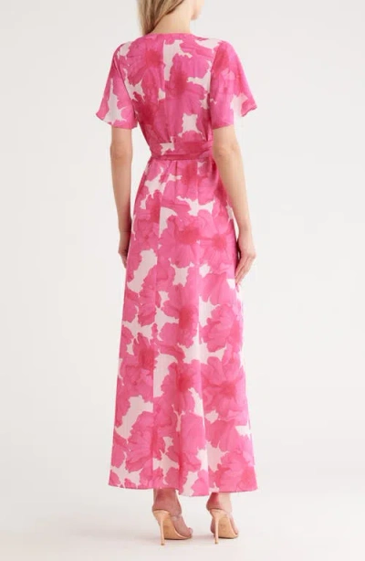 Hutch Flutter Sleeve Maxi Wrap Dress In Multi