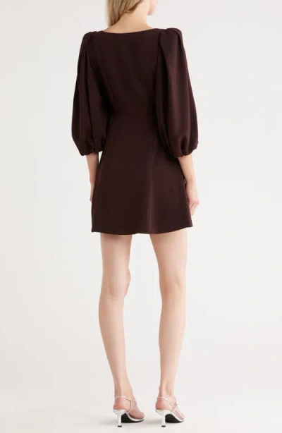 Rebecca Taylor Long Sleeve Crepe Dress In Brown