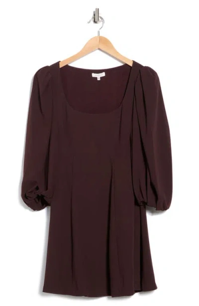 Rebecca Taylor Long Sleeve Crepe Dress In Brown