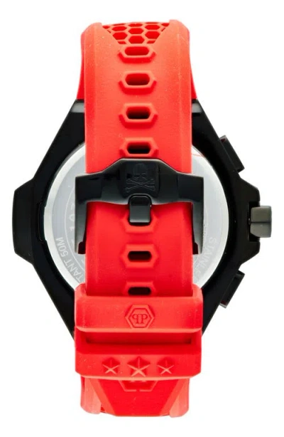 Philipp Plein Three Hand Quartz Chronograph Silicone Strap Watch, 46mm