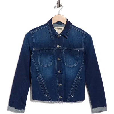 L Agence L'agence Janelle Raw Cut Slim Denim Jacket In Blue