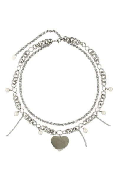 Rebl Heart Pendant Layered Chain Necklace