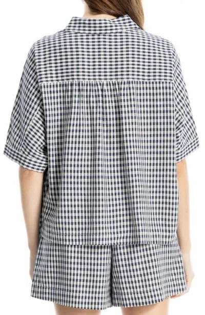Max Studio Gingham Elbow Sleeve Top