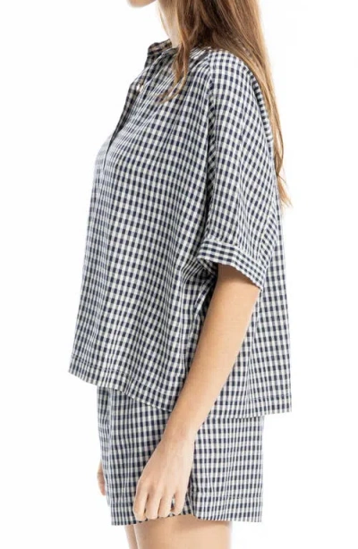 Max Studio Gingham Elbow Sleeve Top