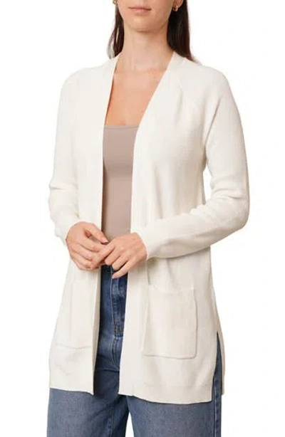 Cyrus Open Front Pocket Cardigan In White