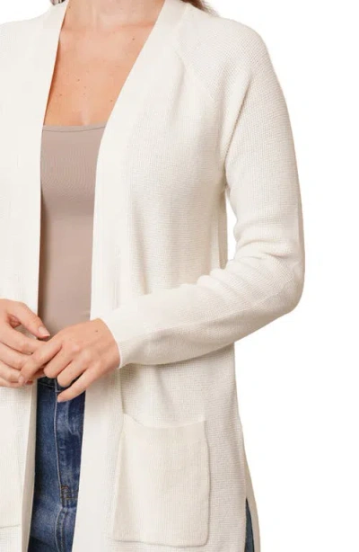 Cyrus Open Front Pocket Cardigan In White