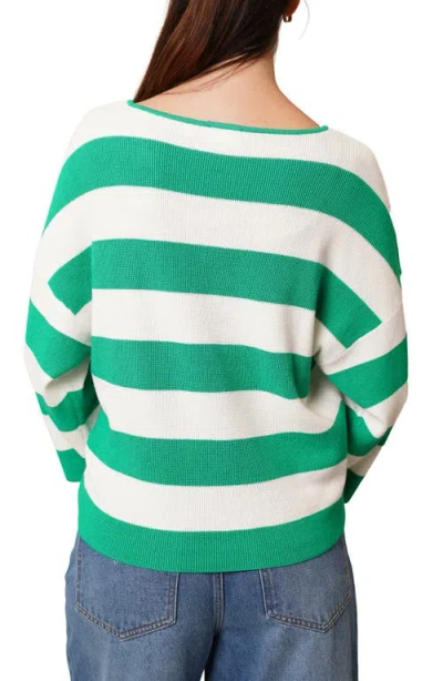 Cyrus Stripe V-neck Waffle Knit Sweater