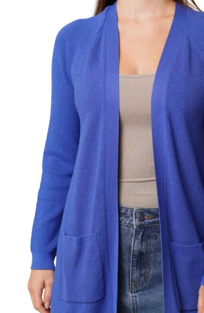 Cyrus Open Front Pocket Cardigan In Blue