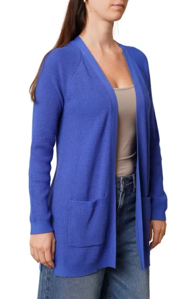 Cyrus Open Front Pocket Cardigan In Blue