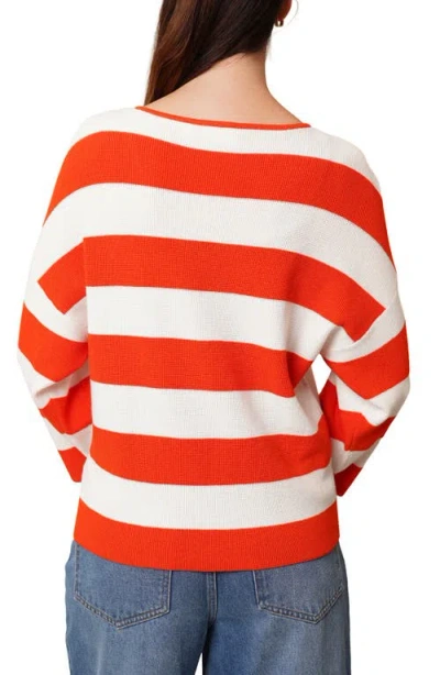 Cyrus Stripe V-neck Waffle Knit Sweater