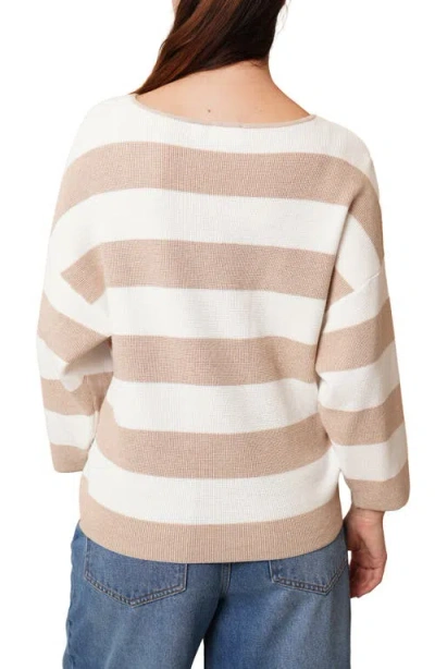 Cyrus Stripe V-neck Waffle Knit Sweater