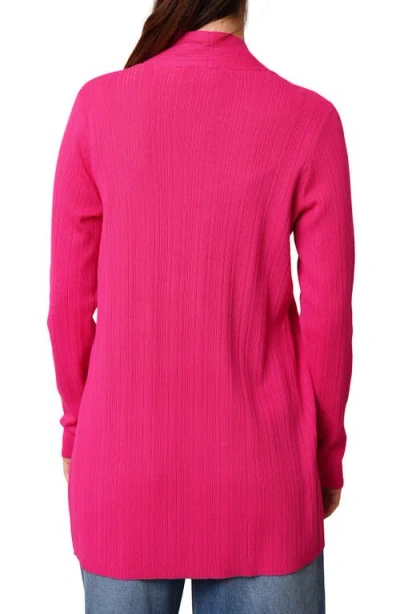 Cyrus Ribbed Open Front Long Cardigan In Pink