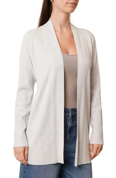 Cyrus Ribbed Open Front Long Cardigan In Gray
