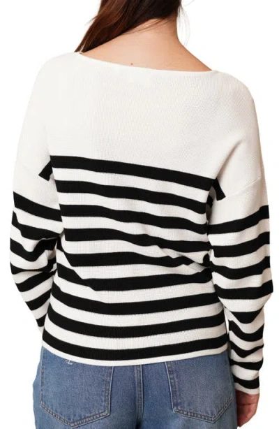 Cyrus Stripe Waffle Sweater In White