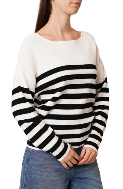 Cyrus Stripe Waffle Sweater In White