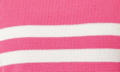 Cyrus Stripe Waffle Sweater In Pink