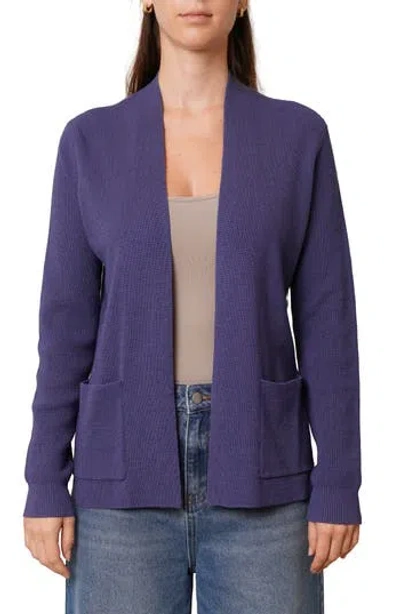 Cyrus Open Front Waffle Cardigan In Purple